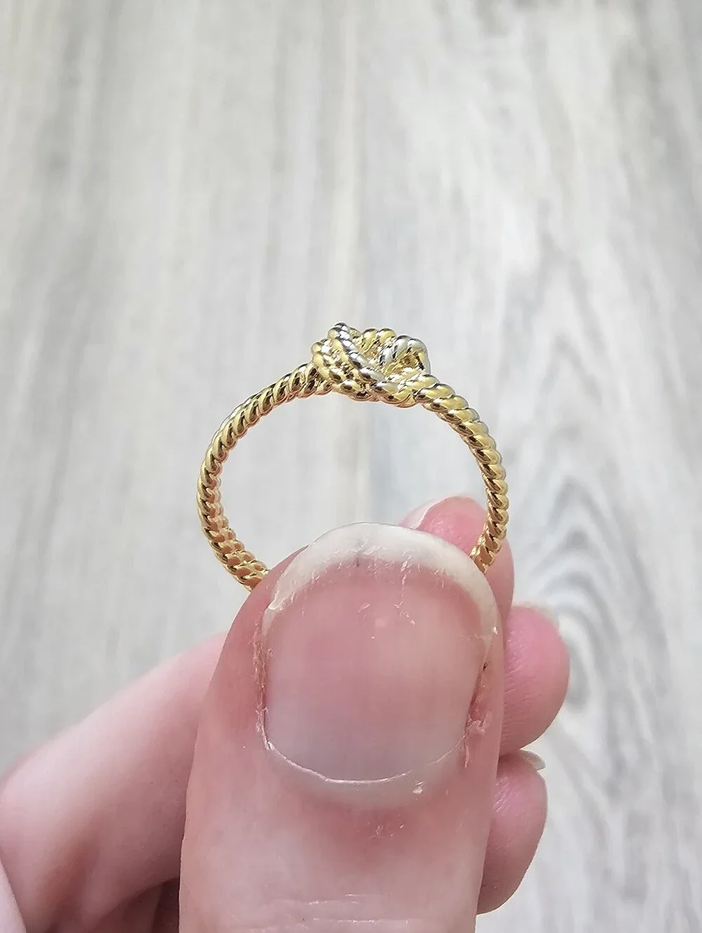 Dainty Two Tone Knotted Rope Ring
